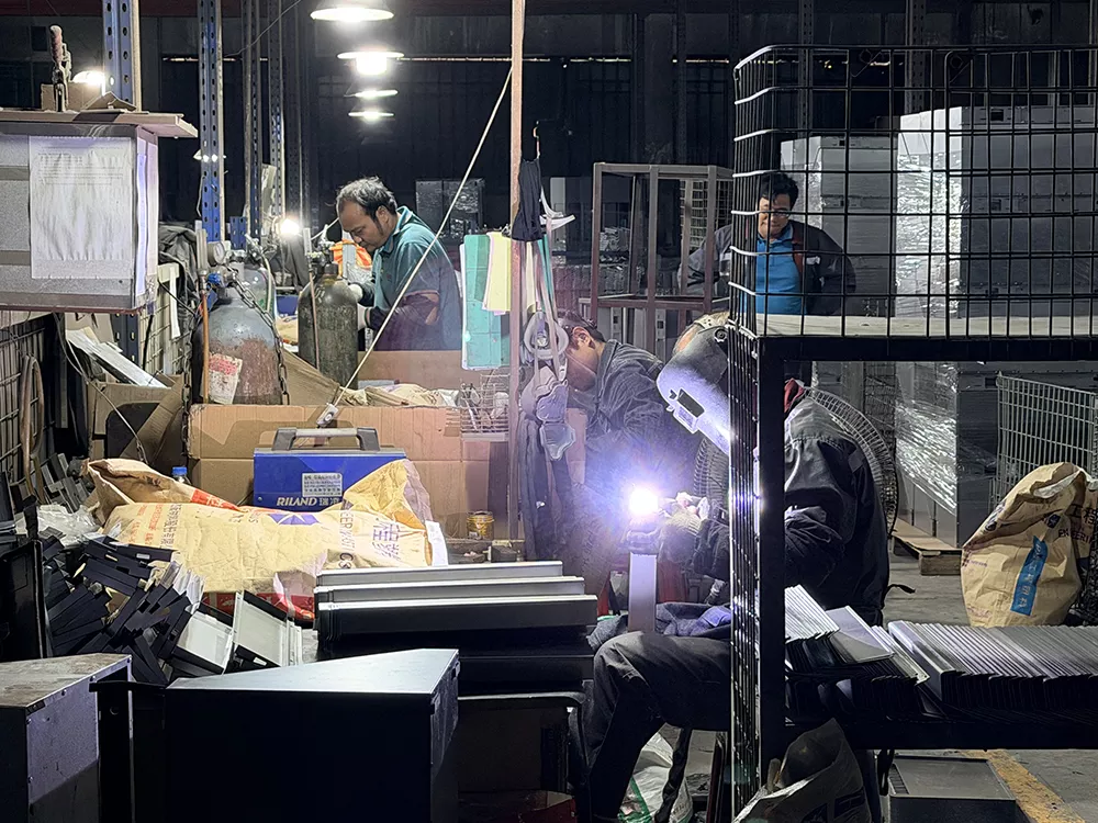 polish line A by argon arc welding