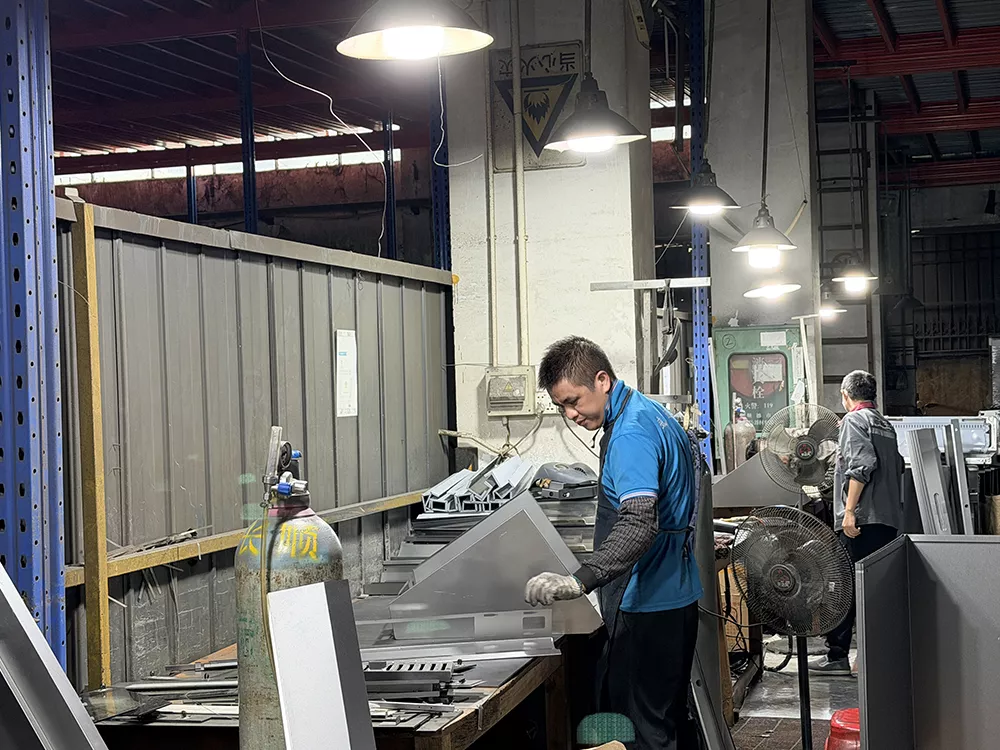 polish line B by argon arc welding